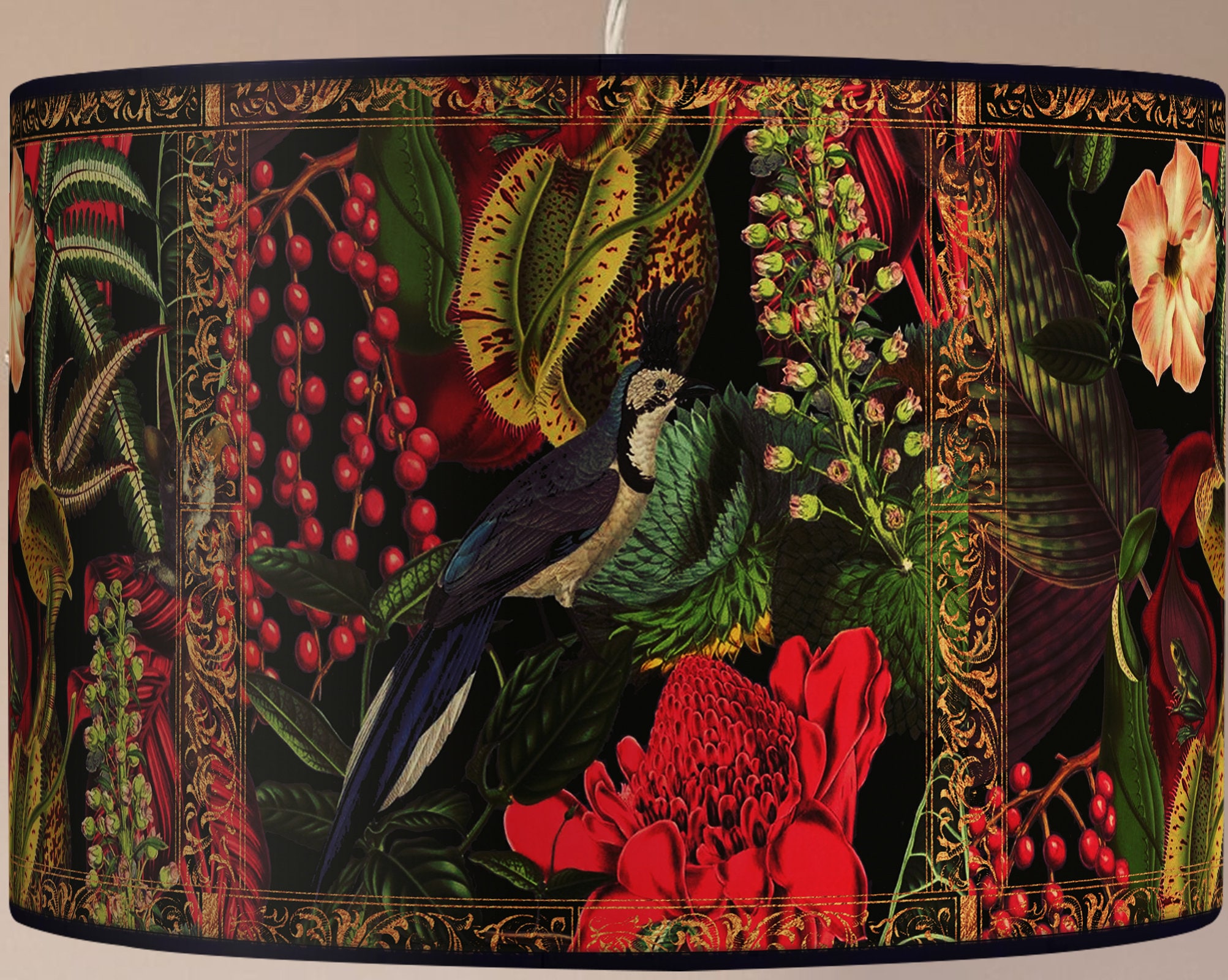 Lampada da terra paralume, lampada da terra retrò paralume, lampada da terra vintage paralume, lampada da terra artigianale paralume, fiori paralume v