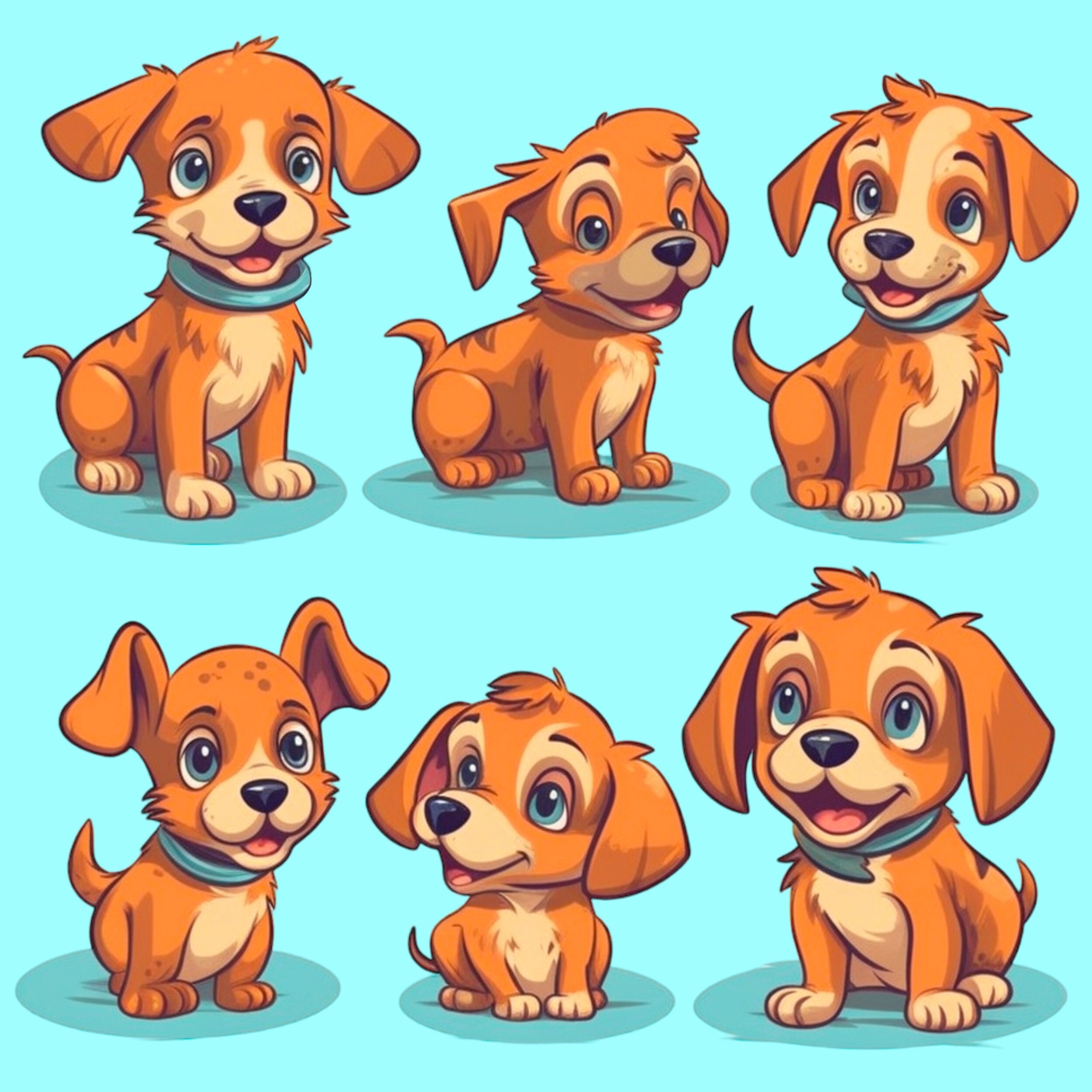 Set di clipart di cuccioli, clipart di cani carini. Clipart di animali, PNG di cuccioli, PNG per amanti dei cani, sublimazione, PNG di cani, adesivi p