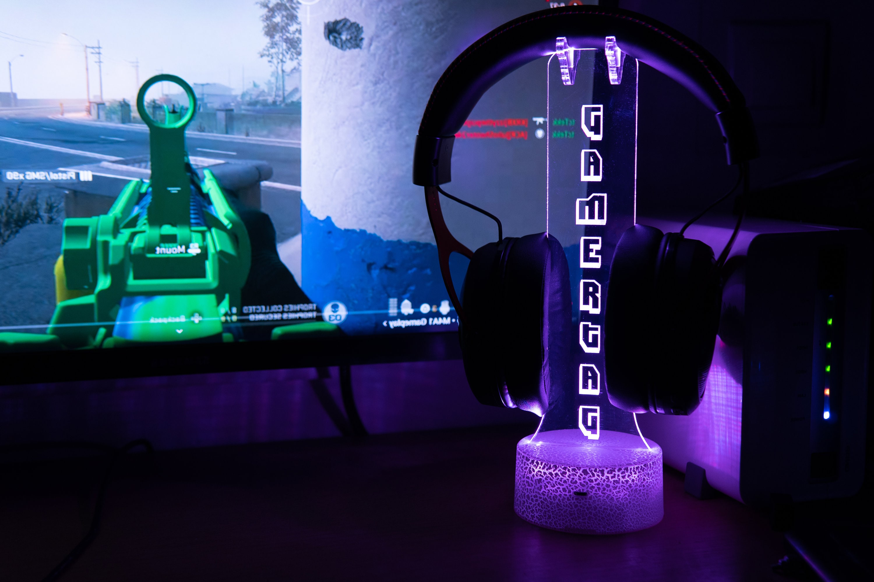 Supporto per cuffie LED personalizzato per gamer e streamer