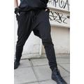 Pantaloni harem larghi e casual neri con cavallo basso / Pantaloni neri stravaganti A05069