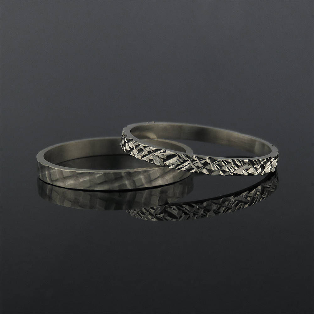 Set di fedi nuziali, Set di fedi nuziali in oro bianco, Fedi nuziali in oro 14k, Fedi nuziali per lui e per lei, Fedi nuziali per coppie, Fedi nuziali