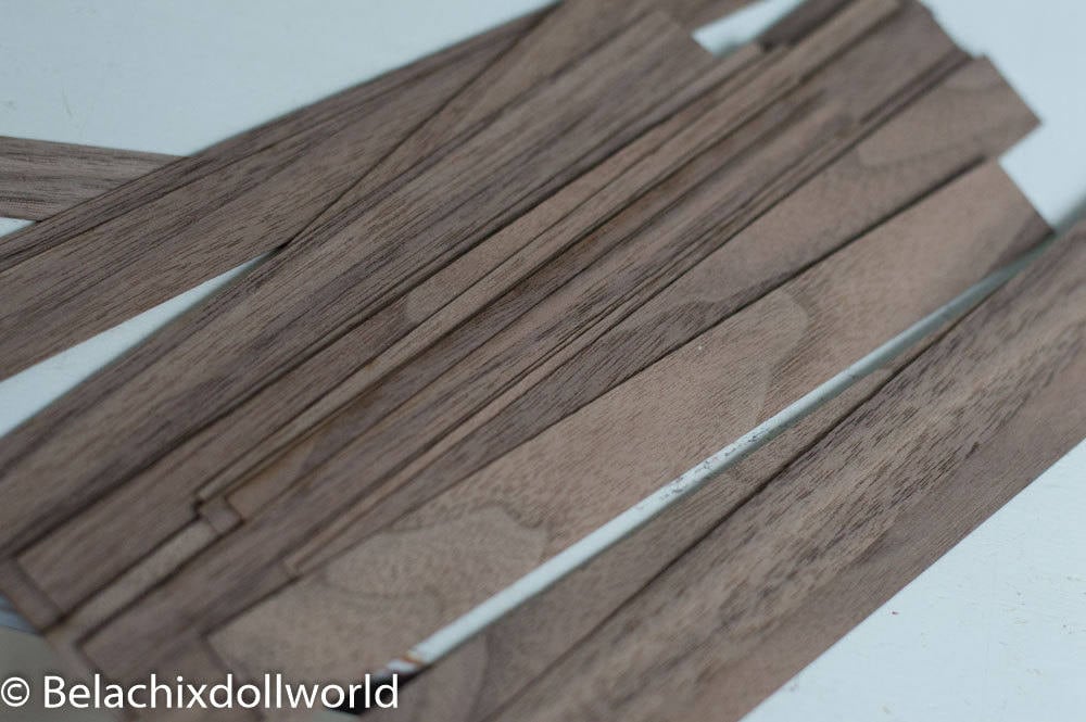 Pavimento per casa delle bambole, 10 pezzi 1 cm x 10 cm, scala 1/12, NOCE, pavimento in legno per casa delle bambole, pavimento in legno per casa dell