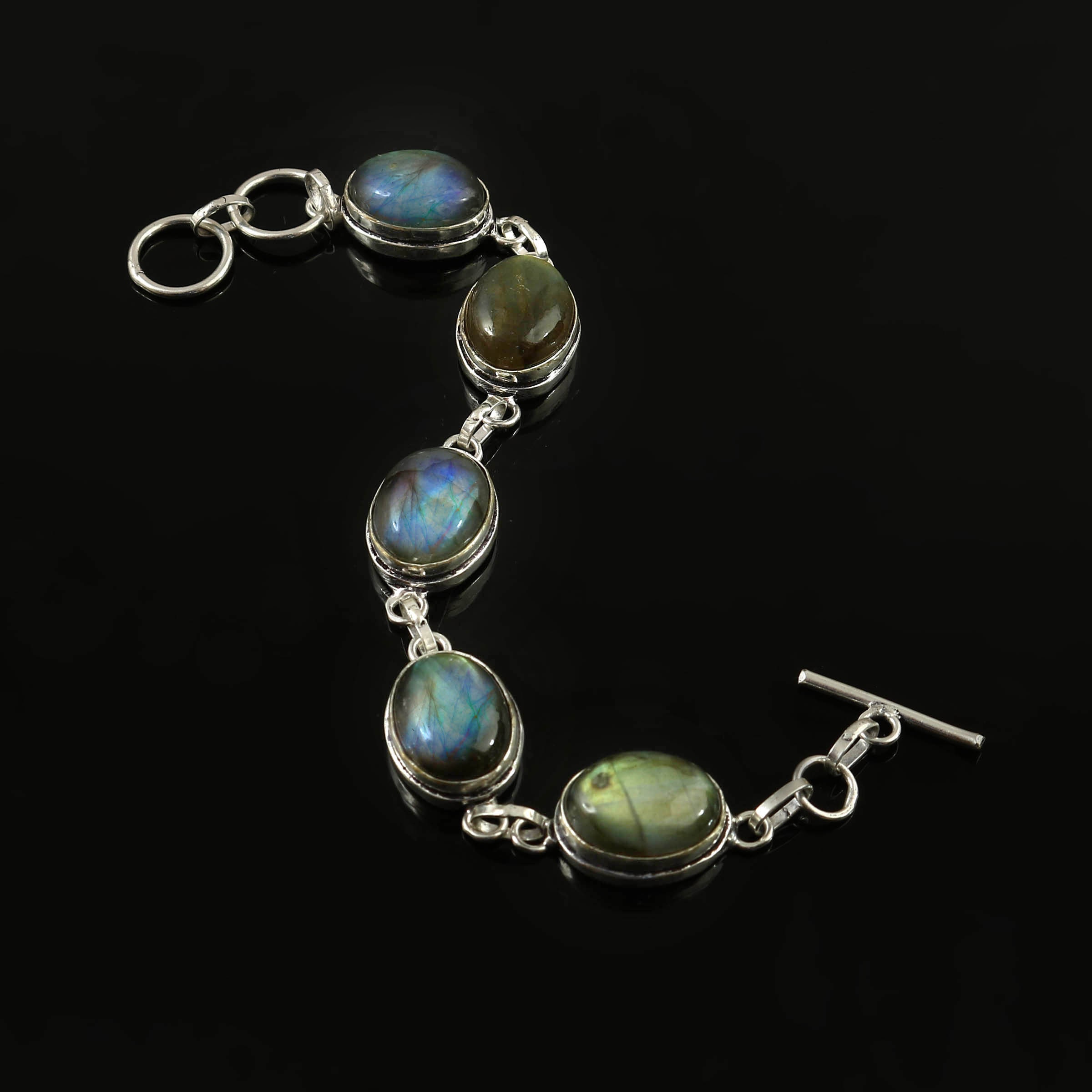 Bracciale in labradorite Bracciale in labradorite naturale Bracciale fatto a mano Bracciale con pietre preziose Bracciale in argento sterling 925 Rega