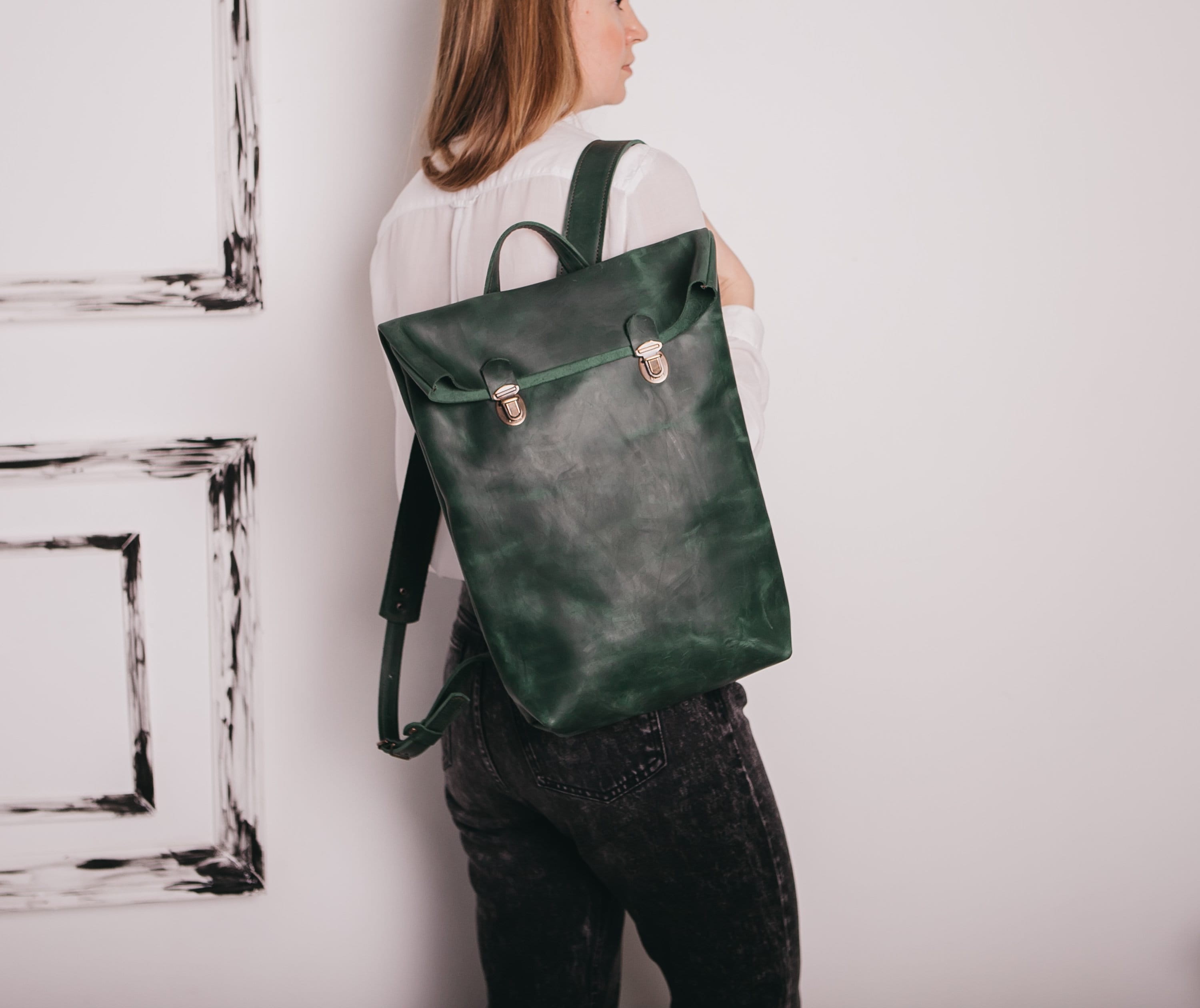 Zaino in pelle verde Zaino da viaggio Zaino in pelle da donna Zaino in pelle Zaino regalo Zaino per laptop Macbook Zaino in pelle Zaino regalo