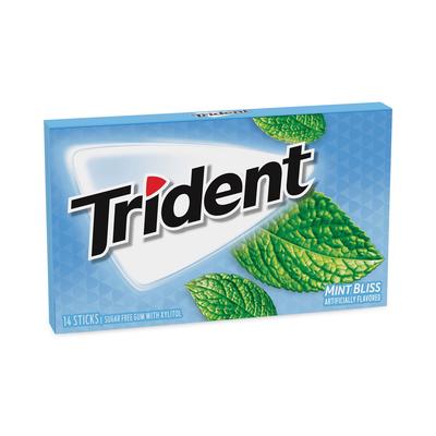 Trident® 30400065 Sugar-Free Gum, Mint Bliss, 14 Sticks/Pack, 12 Pack/Box