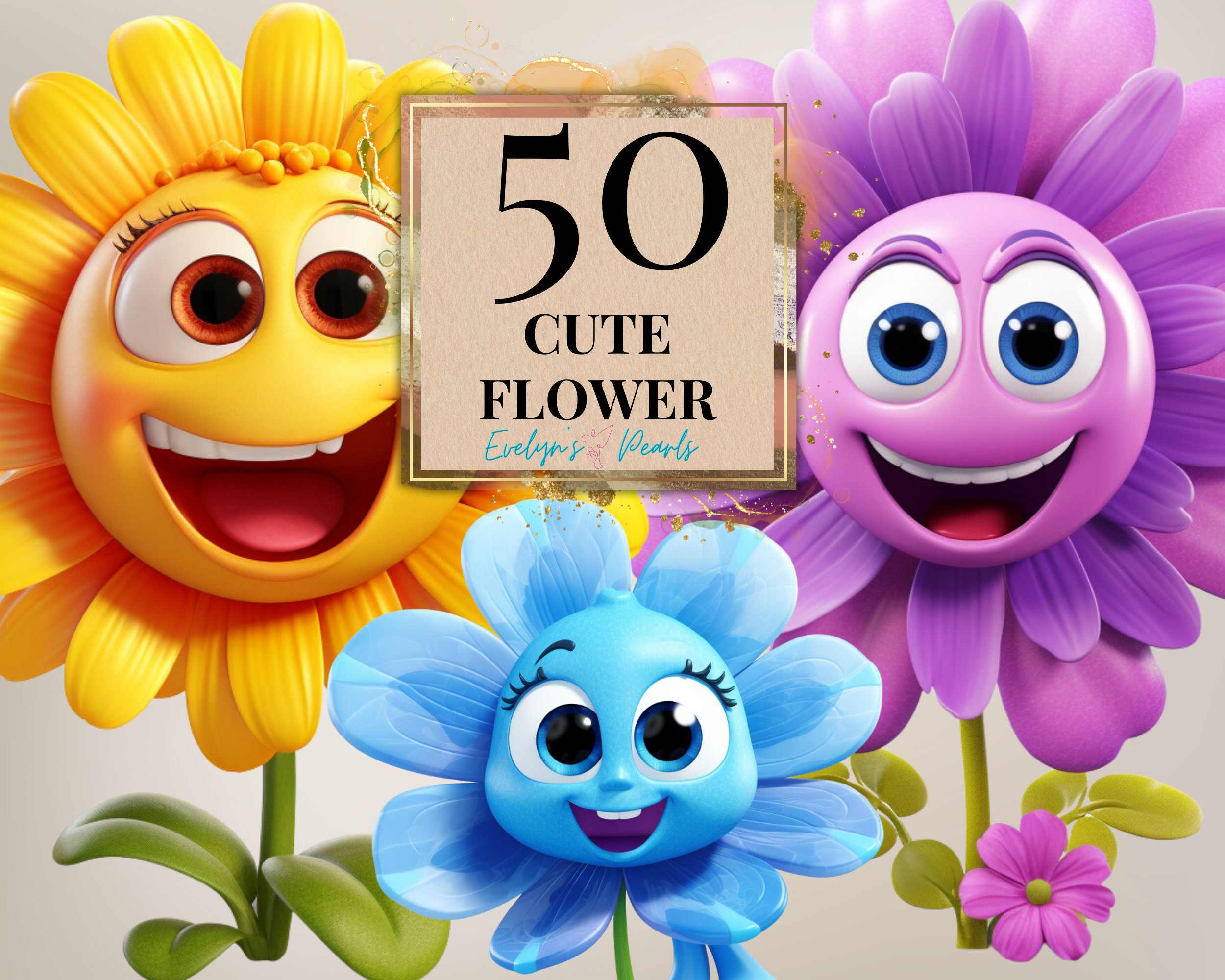 Clipart fiore Clipart fiore carino Primavera PNG Clipart floreale Cartoon PNG Clipart stagionale Fiore della margherita / Clipart per uso commerciale