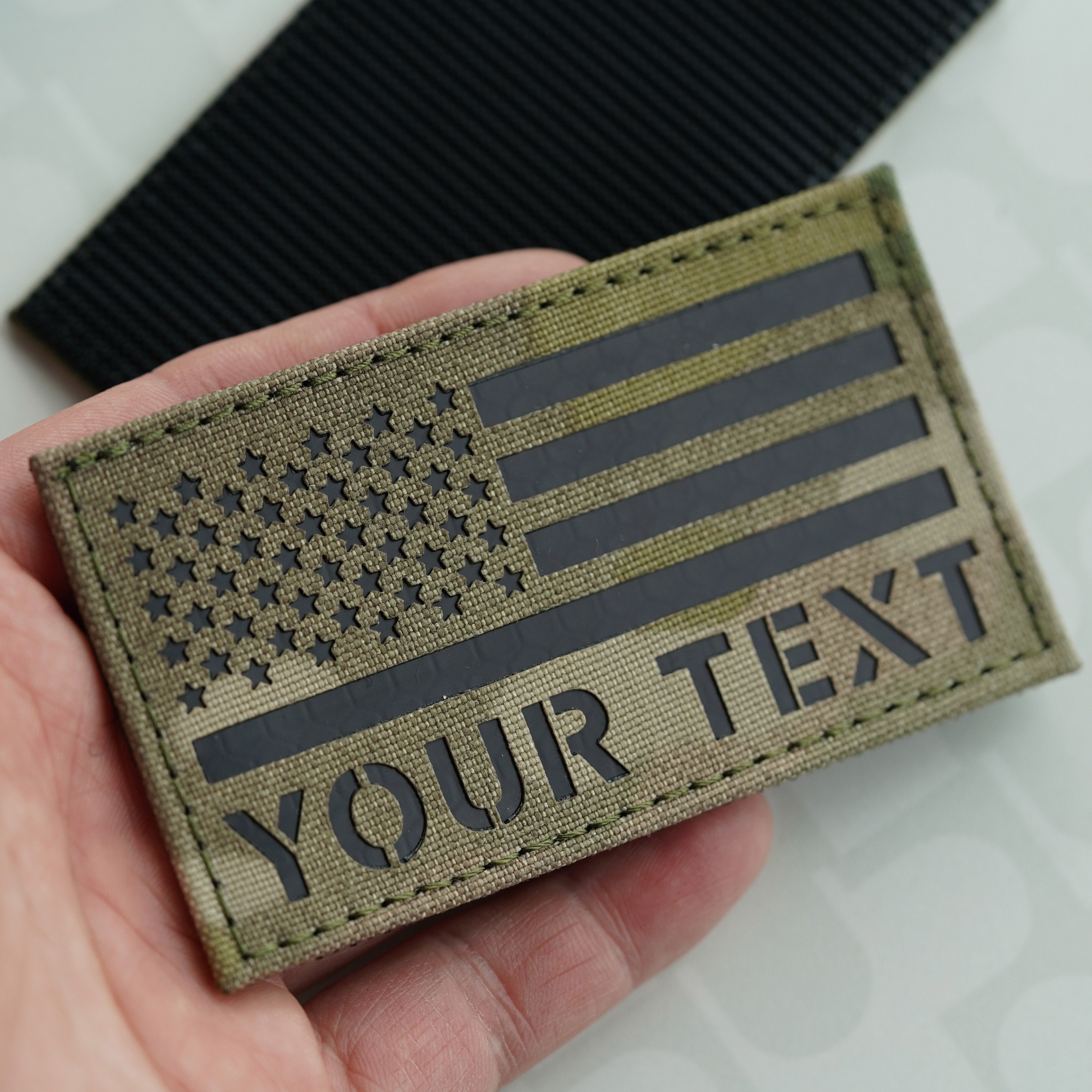 Toppa con bandiera personalizzata da 3,5 x 2 pollici, toppa con bandiera USA, toppa riflettente a infrarossi, toppa militare, toppa tagliata al laser,