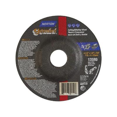 Norton Gemini Cut-Off Wheel, Type 27, 1/8 in Thick, 4 1/2 in Arbor (547-66252843591)