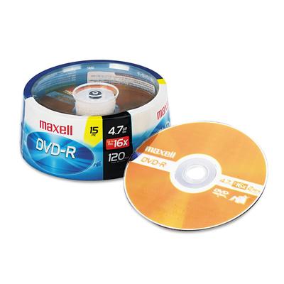 Maxell DVD-R Discs, 4.7GB, 16x, Spindle, Gold, 15/Pack (MAX638006)