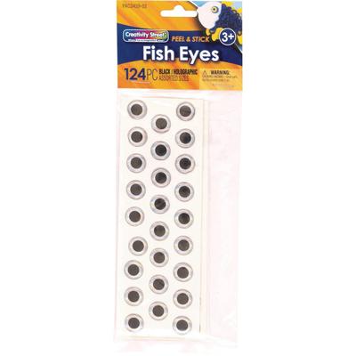 Creativity Street P343902 Fish Eyes - Puppet, Art Project, Craft Project - 124 / Pack - Black, Clear