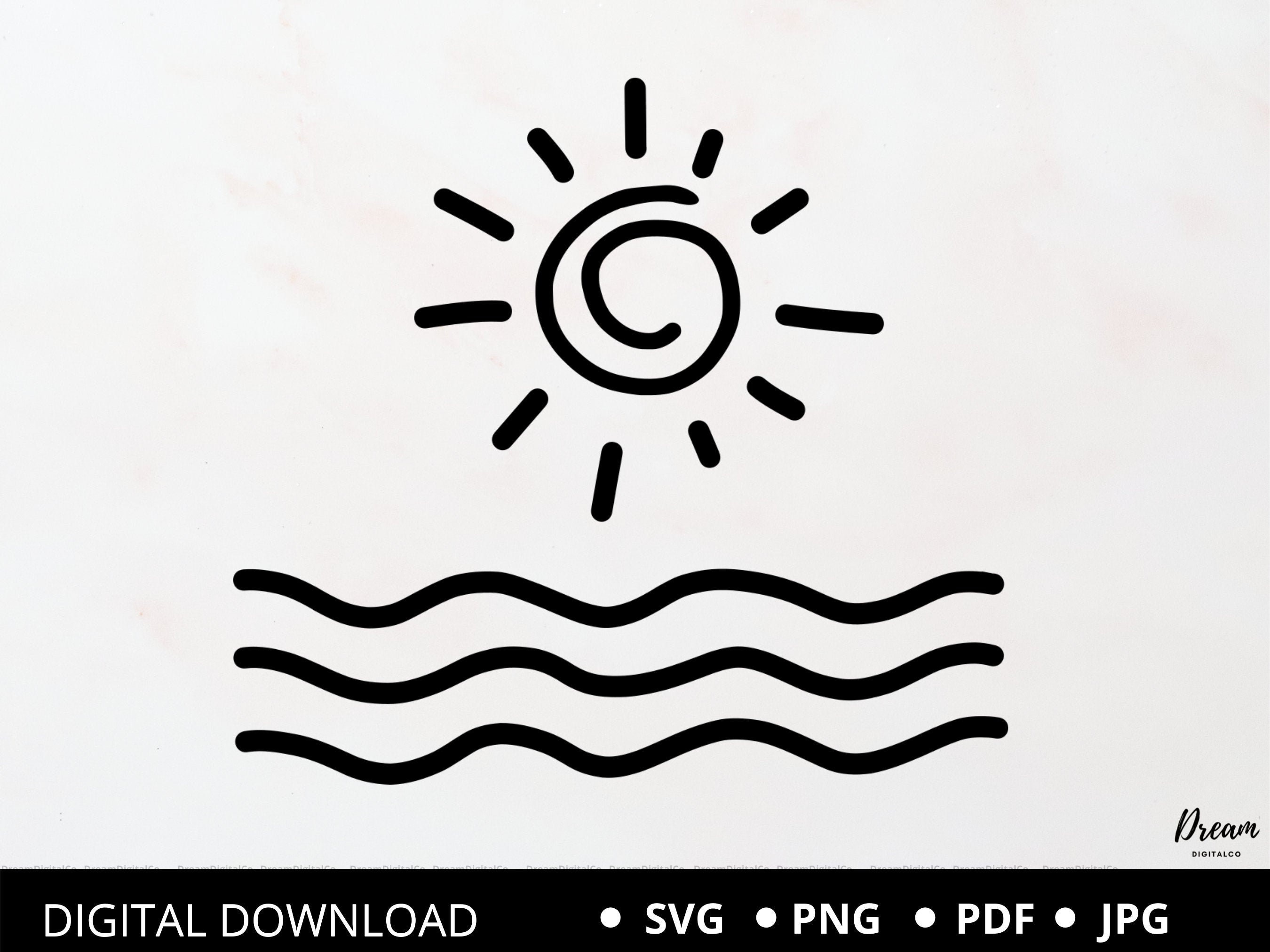 Svg sole, Svg oceano, Svg onda, Svg alba, Svg ciao estate, Svg sole, Svg spiaggia, Svg vacanza, file di taglio svg sole e mari png per Cricut