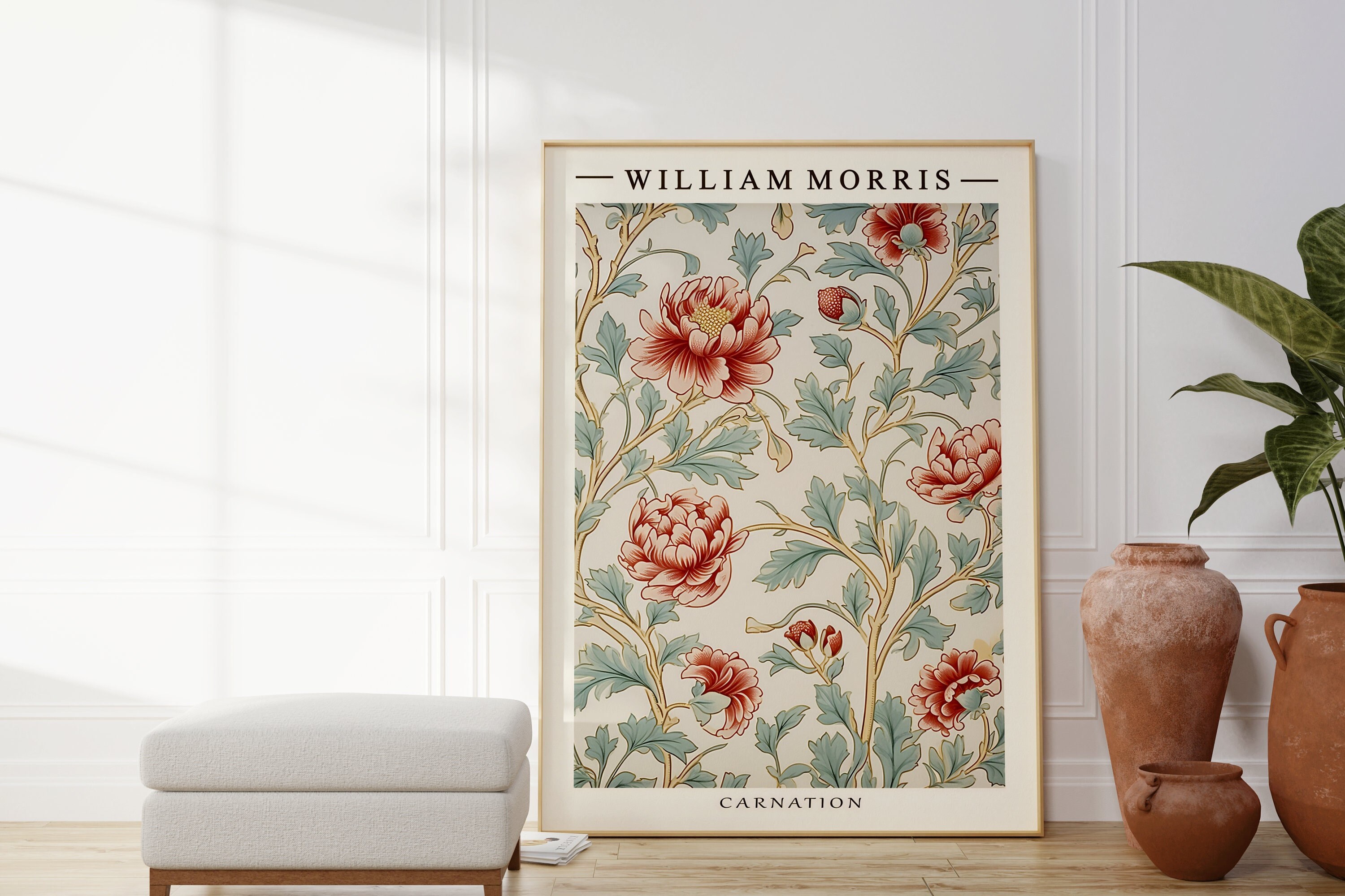Poster di William Morris - Garofano, Arte floreale, Stampa William Morris, Arte William Morris, Poster Morris, Opera d'arte Morris, Metà del secolo
