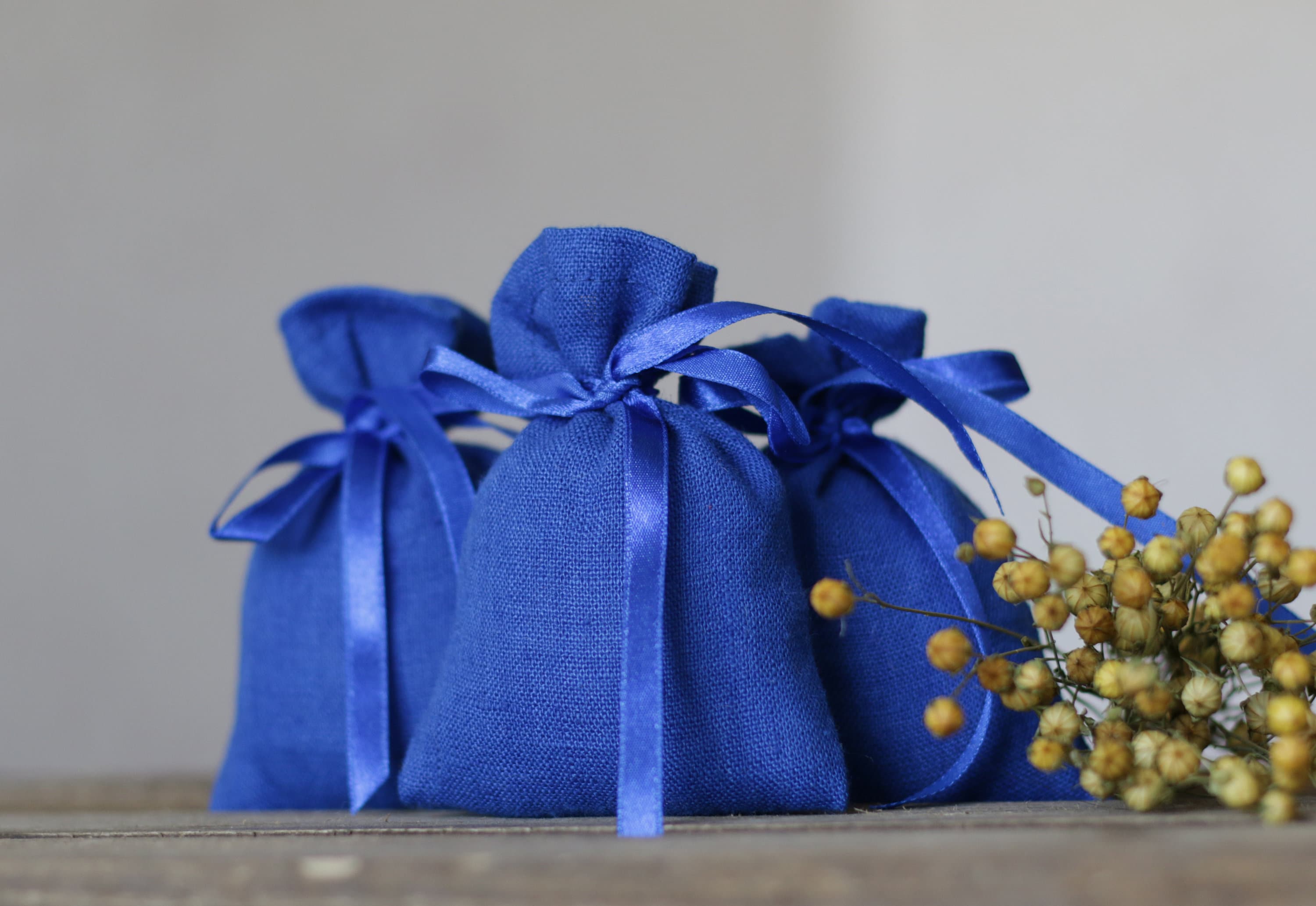 Set da 10 sacchetti di lino blu royal, sacchetti regalo per bomboniere, sacchetti per damigelle d'onore, bomboniere per baby shower, sacchetti per bat