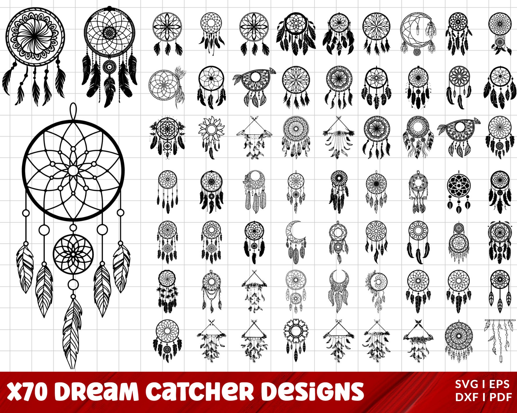 Dreamcatcher SVG Bundle, Dreamcatcher PNG Bundle, Dreamcatcher Clipart, Boho Svg, Indian svg, Native American Svg, Boho Svg, Feathers Svg.