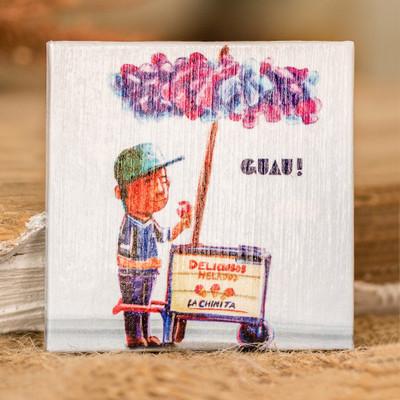 'Inspirational Ice Cream Man-Themed Colorful Paper Magnet'