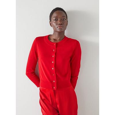 Connie Red Sustainably Sourced Merino Wool Cardigan Cherry, Cherry