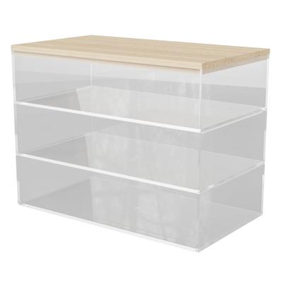 Martha Stewart Brody Plastic Storage Organizer Bins With Lids, 2"h X 3"w X 7-1/2"d, Clear/light Natural, Set Of 3 Bins