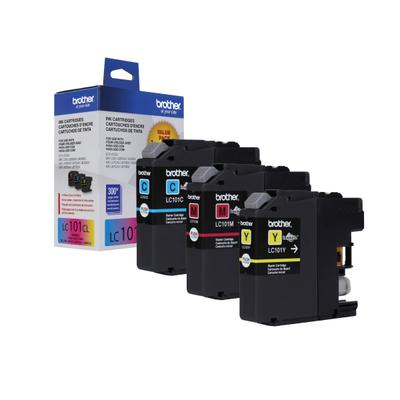 Brother Lc101 Cyan, Magenta, Yellow Ink Cartridges, Pack Of 3, Lc101-3Pks