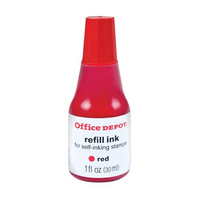 Office Depot Brand Self-Inking Refill Ink, 1 Oz, Red