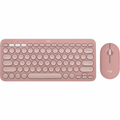 Logitech Pebble 2 Combo Wireless Keyboard And Mouse - Usb Type A Wireless Bluetooth Keyboard - Tonal Rose - Usb Type A Wireless Bluetooth Mouse - Optical - 4000 Dpi - 3 Button - Scroll Wheel - Tonal Rose
