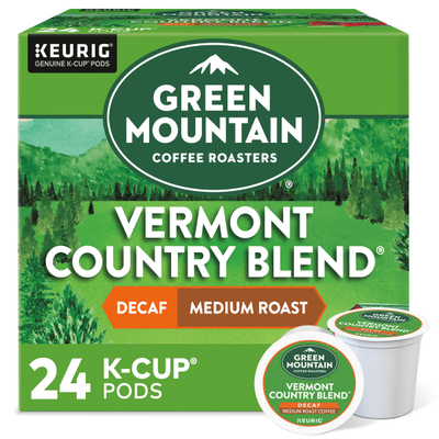 Green Mountain Coffee Single-Serve Coffee K-Cup Pods, Decaffeinated, Vermont Country Blend Carton Of 24