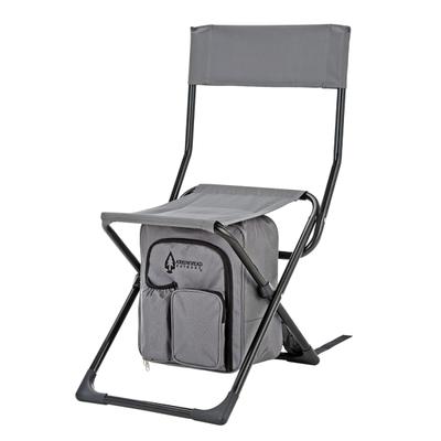 Arrowhead Outdoor Backpackable Canvas Outdoor Furniture Fishing And Camp Chair With Backrest And 25-Can Cooler, Gray/black