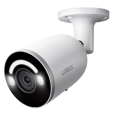 Lorex E894Ab 4K 8.0-Megapixel Smart Ai Poe Ip Wired Bullet Security Camera With Lighting And Deterrence, White