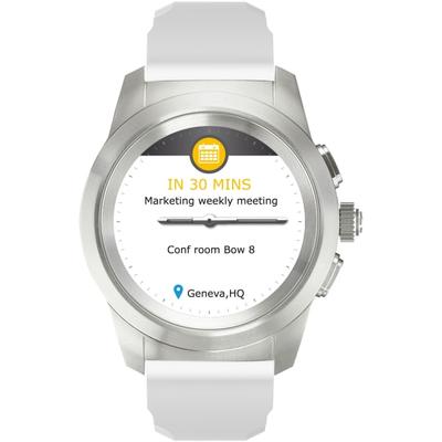 Mykronoz Zetime Original Hybrid Smartwatch, Regular, Brushed Silver/white Silicone Flat, Krzt1Ro-Bsl-Whsil