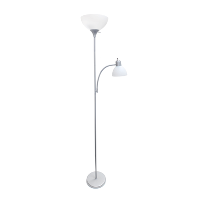 Creekwood Home Essentix 2-Light Mother Daughter Metal Floor Lamp, 71-1/2"h, White Shades/silver Base