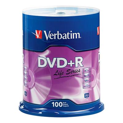 Verbatim Life Series Dvd R Spindle, Pack Of 100