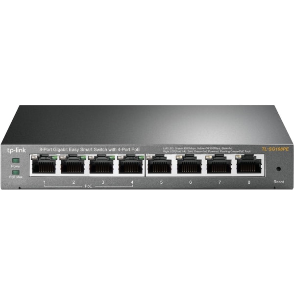Tp-Link Tl-Sg108Pe 8-Port Gigabit Ethernet Easy Smart Switch With 4 Poe Ports