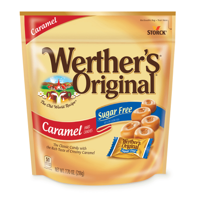 Werther's Original Sugar-Free Caramel Hard Candies, 7.7 Oz, Pack Of 2 Bags