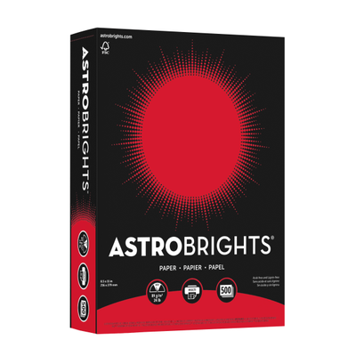 Astrobrights Color Multi-Use Printer & Copy Paper, Re-Entry Red, Letter (8.5