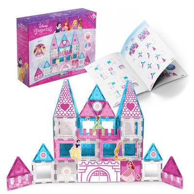 Tytan Toys Disney Princess Castle Magnetic Tile Blocks Kit, Assorted Colors, Kit Of 70 Pieces