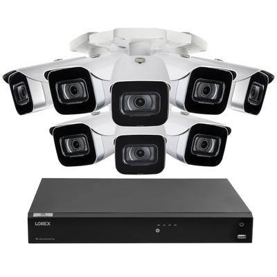 Lorex Fusion 4K 8.0-Megapixel 16-Camera-Capable 4Tb Nvr System With 8 Ip Bullet Cameras, White