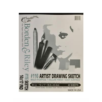 Borden & Riley #116 Artist Drawing/sketch Vellum Pads, 14" X 17", 40 Sheets Per Pad, Pack Of 2 Pads