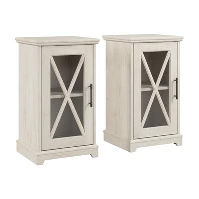 Bush Furniture Lennox Small Farmhouse End Tables With Storage, 30"h X 17-3/16"w X 15-11/16"d, Linen White Oak, Set Of 2 Tables, Standard Delivery
