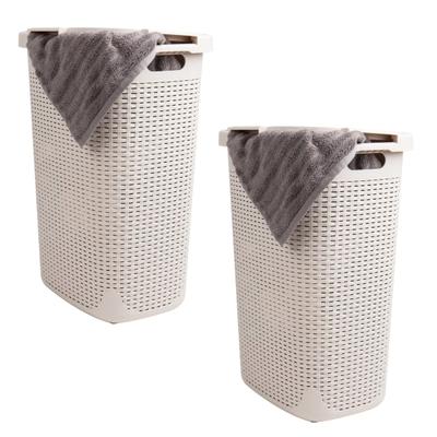 Mind Reader 60L Slim Laundry Hamper Clothes Basket With Lid, 24-3/20