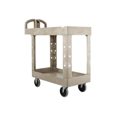 Rubbermaid 2-Shelf Heavy-Duty Utility Cart, 38.88"h X 17.13"w X 38.5"d, Beige