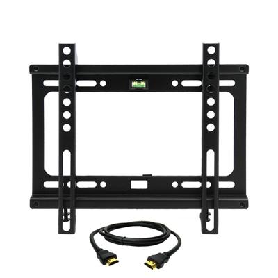 Megamounts Fixed Wall Mount For 17 - 42" Displays With Bubble Level And Hdmi Cable, 6.8"h X 10.19"w X 0.88"d, Black