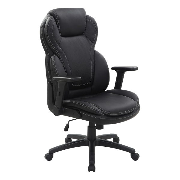 Office Star Ergonomic Leather High-Back Executive Office Chair, Black