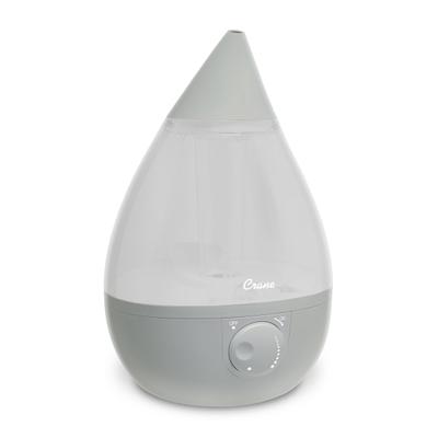 Crane Drop Ultrasonic Cool Mist Humidifier, 1 Gallon, 8 5/8"h X 8 5/8"w X 13 3/8"d, Gray