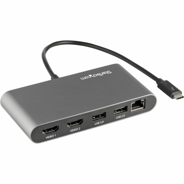 Startech.com Thunderbolt 3 Mini Dock - Portable Dual Monitor Tb3 Laptop Docking Station Hdmi 4K 60Hz - 2X Usb-A & Gbe - 11" (28Cm) Cable