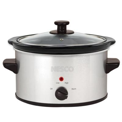 Nesco 1.5 Qt 120W Metallic Portable Slow Cooker, Silver