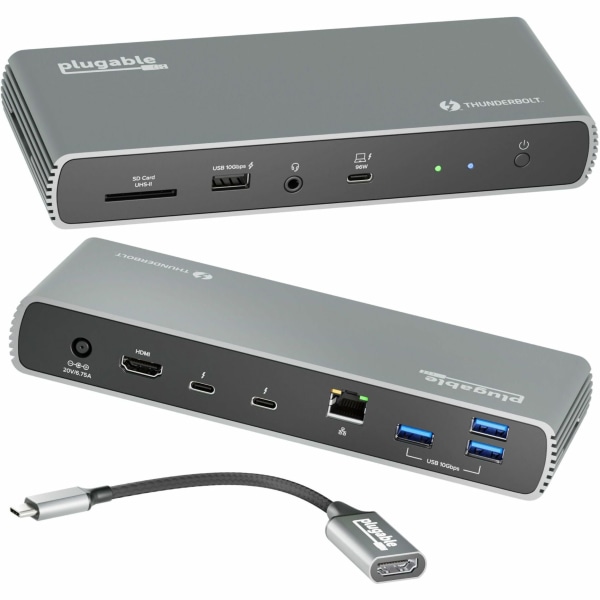 Plugable Thunderbolt 4 Dock With 100W Charging, Thunderbolt Certified, 3X Thunderbolt Ports