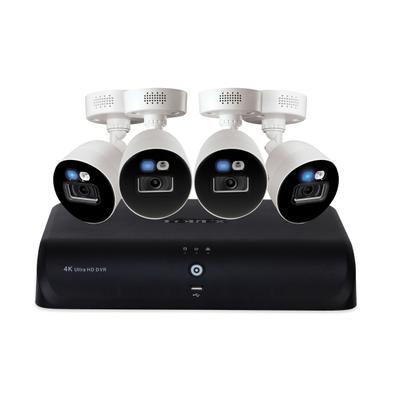 Lorex Fusion 4K 8.0-Megapixel 12-Camera-Capable 2Tb Dvr System With 4 Wired Smart Deterrence Cvi Cameras, White