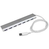 Startech.com 7 Port Compact Usb 3.0 Hub With Built-In Cable - Aluminum Usb Hub - Silver - Add Seven Usb 3.0 (5Gbps) Ports To Your Macbook Using This Silver Apple Style Hub