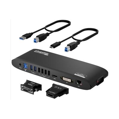 Plugable Usb 3.0 Universal Laptop Docking Station For Windows (Dual Monitor: Hdmi And Dvi/hdmi/vga, Gigabit Ethernet, Audio, 6 Usb Ports) - Horizontal - For Notebook/desktop Pc