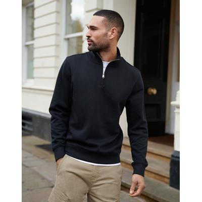 Threadbare Men's Black Mock T-Shirt Quarter Zip Sweatshirt