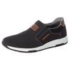 Slip-On Sneaker RIEKER, Herren, Gr. 43, schwarz, Textil, Lederimitat, sportlich, Schuhe, Casual Slipper, Freizeitschuh, Schlupfschuh mit Kontrastnaht, Topseller